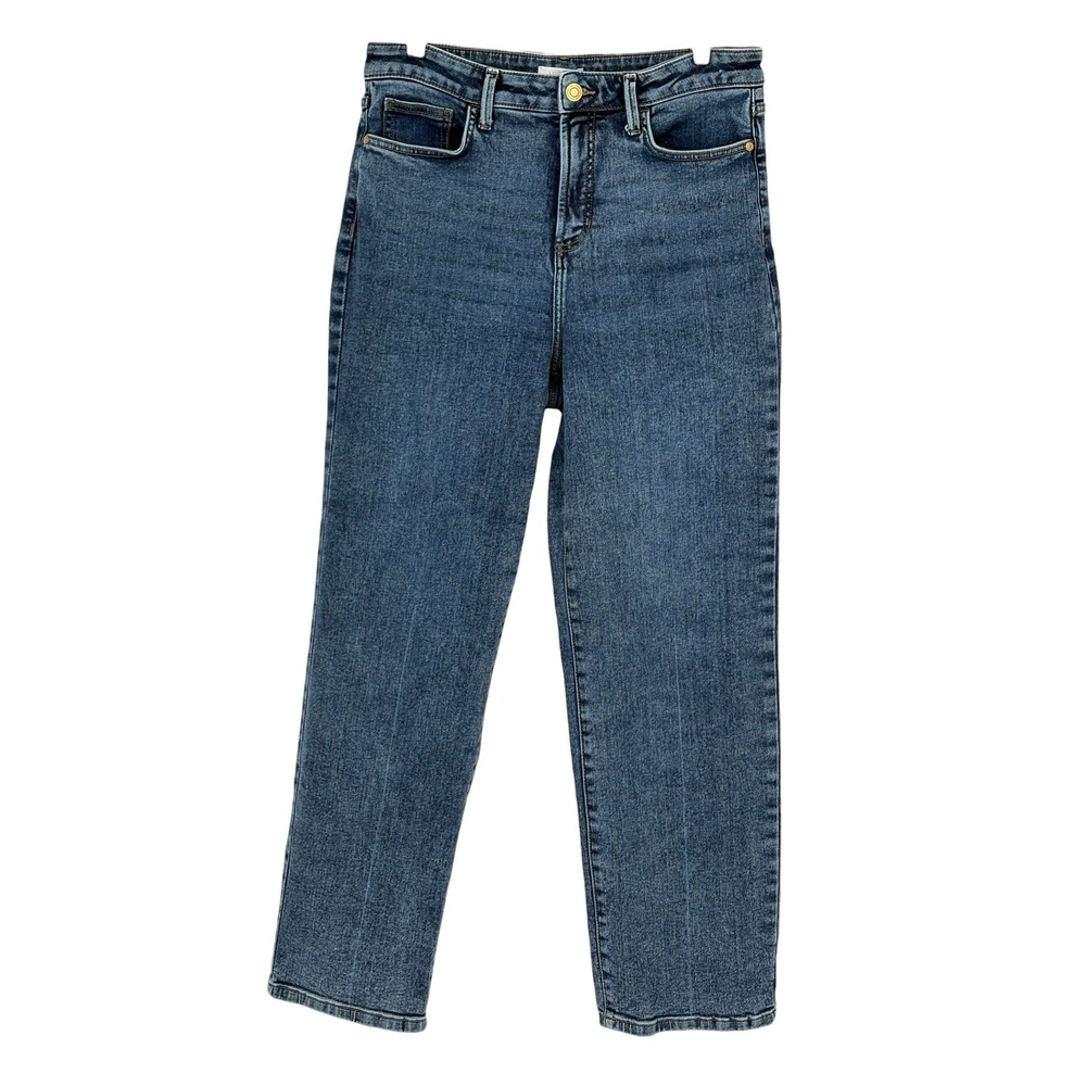 LC Lauren Conrad Super High Rise Straight Jeans Blue Stretch Denim 12